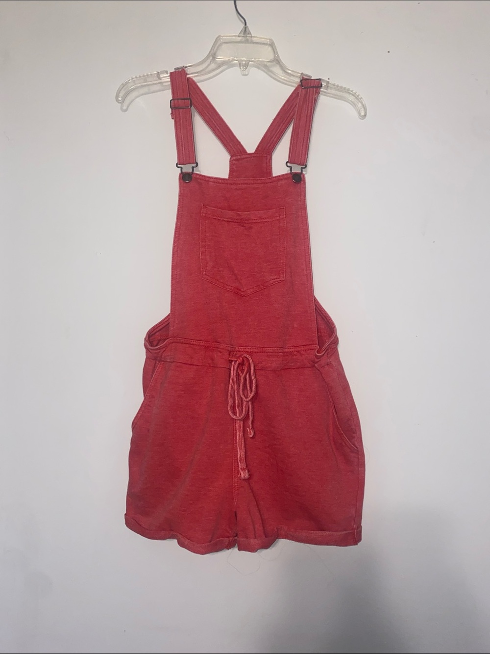 Casual Red Women’s Short Overalls Jumpsuit